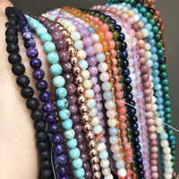 Perles de pierres précieuses naturelles 4 6 8 10 mm Agate Œil de tigre Améthyste Turquoise Quartz Perles de pierres naturelles pour bracelet et collier DIY