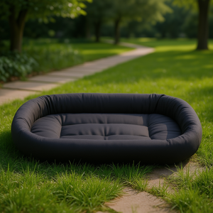 Coussin noir pour animaux de compagnie, lit doux pour chien, tapis de couchage confortable pour extérieur, grande taille pour chiens et chats - Product Image 2