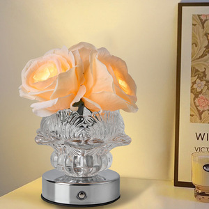 Romantic Rose-Shaped <b>Table</b> Lamp for Bedroom Girly European Design with Ambient Light DC Battery Power Supply - Product Image 4