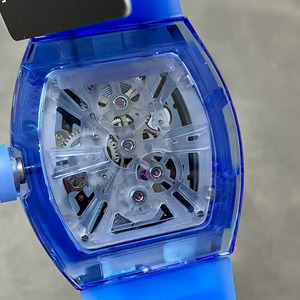 Elegante Reloj de Hombre con Caja Transparente de Cristal Azul Claro, Correa de Goma de Alta Calidad, Manecillas Luminosas y Resistente al Agua - Product Image 3