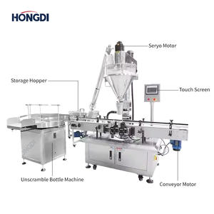 Línea de Llenado de Polvo Eléctrica Semiautomática con Dosificador de Tornillo Servo, Codificador de Fecha y Controlador de Peso para Alimentos, Proteínas, Botellas y Latas - Product Image 3