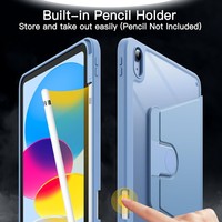 Étui rotatif à 360° pour iPad, coque transparente en TPU et PC, fine, avec support pour stylet, fonction veille automatique, compatible iPad Pro et Air