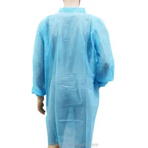 Blouse de laboratoire bleue SMS jetable avec poches blouse de laboratoire non tissée médicale bon marché OEM