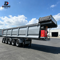 Semi-remorque benne basculante robuste en acier à 5 essieux avec bâche automatique, capacité de charge de 60 tonnes pour le transport de minerai, gravier et déchets de construction