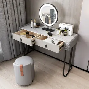 Szt03 mesa de maquiagem moderna, mesa de aço inoxidável com base em madeira sólida moderna para quarto e móveis