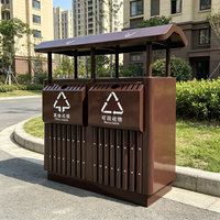 Poubelle de tri extérieure en acier à double compartiment, résistante aux intempéries, 2-en-1, pour collecte de déchets et de recyclage, idéale pour les zones communautaires et les zones touristiques