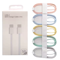 Cable USB-C de Carga Rápida PD de 60W y 1m con Cubierta de Nailon Trenzado, Tipo-C a Tipo-C para iPhone 15/16, Android, Computadora y Auriculares
