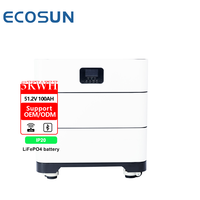 Batterie solide 5,12 kWh 51,2 V pour système solaire domestique, 8000 cycles, certifiée CE/FC/UN38.3, montage mural/sur sol, Nouveauté 2026, Stock UE