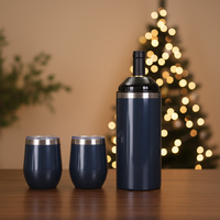 Ensemble de refroidisseur à vin en acier inoxydable à isolation sous vide de 25 oz, personnalisé et créatif, avec 2 gobelets, écologique, moderne, cadeau de luxe