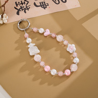 Chaîne de téléphone anti-perte en acrylique, design minimaliste, motif sac porte-bonheur et fleur, perles faites main, style niche, breloque pendentif