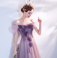 2024 automne et hiver nouvelle fleur fée violet Banquet récitation Performance passerelle robe de soirée