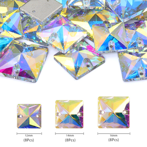 Qiyi Hình Vuông 12Mm 14Mm 16Mm Hỗn Hợp Kích Thước Chất Lượng Cao Glass Phẳng Trở Lại May Trên Thạch Cho Ăn Mặc Phụ Kiện - Product Image 3