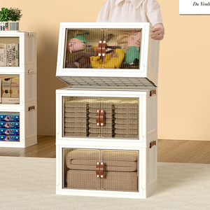 Sesame Side Latch Design Multifunctional Folding Cabinet With Wheels Household Organization And Storage Bins Plastic Storage Cab