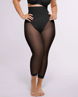Legging Capri Gainant Taille Haute en Maille Effet Ventre Plat et Remonte-Fesses pour Femme