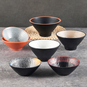Petit bol en mélamine épaissie, vaisselle japonaise commerciale, bol à riz de 5 pouces, bol à soupe, imitation porcelaine rétro conique - Product Image 3