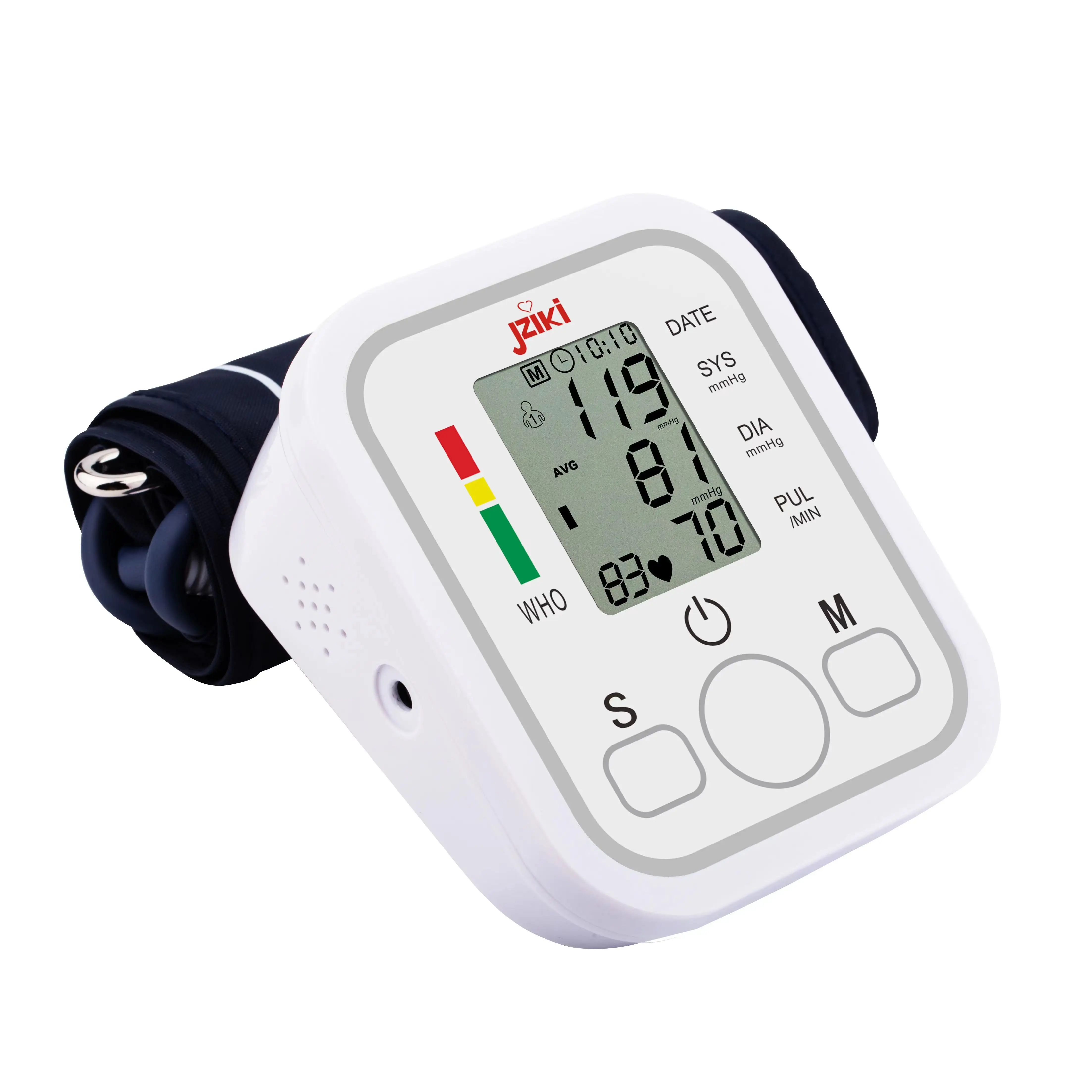 Um monitor inflável da pressão arterial lcd dispositivos domésticos máquina bp da cuidados da saúde