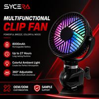Mini ventilateur de voiture USB-C sans fil, longue durée, avec poignée flexible 360° °   Lumière LED rotative pour siège de voiture, camping et aventures