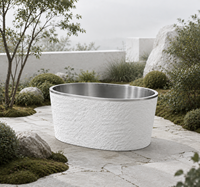 Baignoire de trempage à froid de luxe en marbre avec intérieur en acier inoxydable 304, spa de récupération extérieur pour bain de glace