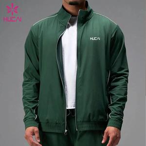 سترة رياضية خفيفة الوزن مخصصة من HUCAI بسحاب كامل للتدريب الرياضي مع خطوط عاكسة - Product Image 1