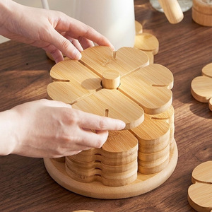 Bamboo Heat Resistant Trivet Four Leaf Clover Shape For Casseroles Bowls Dishes Kitchen <b>Mats</b> - Product Image 2