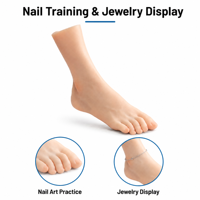 Modèle de pied en silicone platine, pied entier pour présentation et pratique d'art des ongles, taille 37, mannequin squelette féminin en moulage de corps réel
