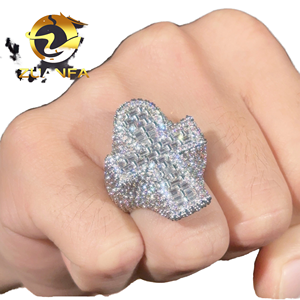 Dope Jewelry USA Stock Hip Hop Iced Out Cross <b>Men</b> Women 925 Silver Gold Plated Channel <b>Set</b> VVS Moissanite <b>Ring</b> - Product Image 2
