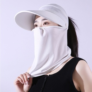 Chapeau de soleil pour femme, voile de protection faciale d'été, pour vélo électrique, chapeau de soleil d'extérieur anti-UV, pare-soleil en polyester carré uni - Product Image 4