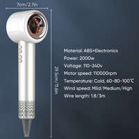 Sèche-cheveux ionique puissant à grande vitesse Sèche-cheveux rapide Secadora De Cabello Hot Tools Brush Styler 110000rpm Sèche-cheveux