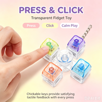Porte-clés Fidget Spinner à interrupteur mécanique transparent, bouton lumineux coloré, jouet sensoriel anti-stress pour enfants
