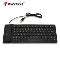 Keyboard Mini Lipat USB Berkabel Tahan Air untuk PC Notebook Laptop, Personalisasi Khusus, Nyaman, Silikon, Lipat