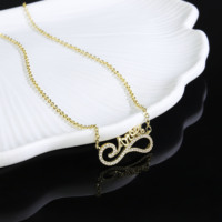 Collar con Colgante de Letra Corazón Chapado en Oro CM, con Circonita Apilable, Moda Mujer