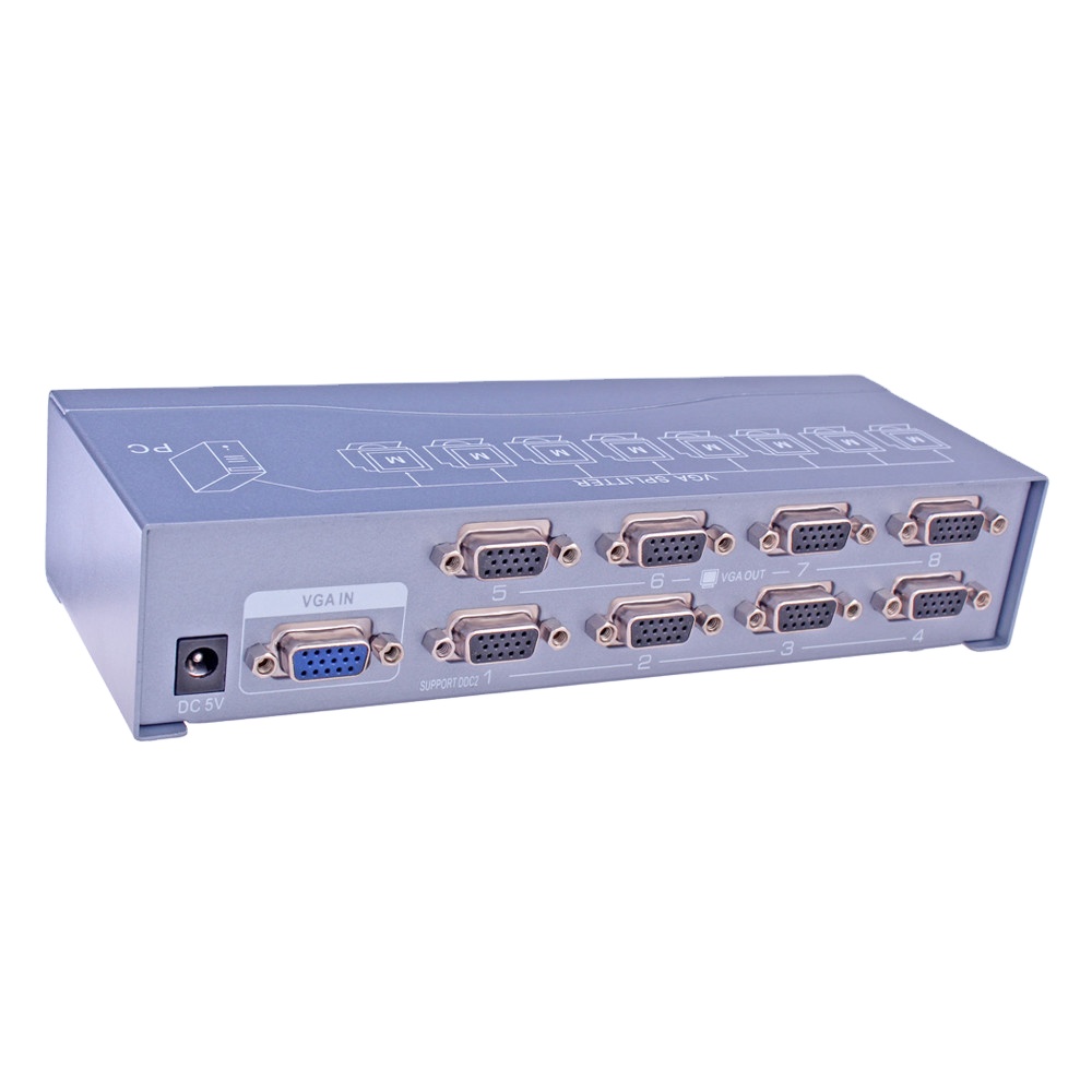 DTECH VGA Splitter 8 porte Monitor Video/TV/proiettore 250MHz ad alta risoluzione 1 ingresso 8 uscite