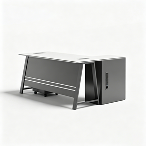 Escritorio Ejecutivo Moderno en Forma <span class=keywords><strong>de</strong></span> L con Gabinete <span class=keywords><strong>de</strong></span> Almacenamiento, Mesa para Computadora con Superficie <span class=keywords><strong>de</strong></span> Madera y Estructura Metálica, Mueble <span class=keywords><strong>de</strong></span> Oficina - Product Image 6