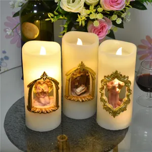 Candele di stoppino danzanti in cera con telecomando figure di cera luce notturna Mary Image lampade a candela senza fiamma