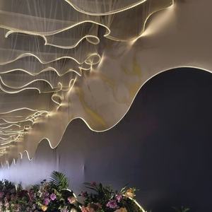 Rideau à Fils Voile Mural Draperie de Plafond Toile de Fond Rideau Draperie Décorative de Plafond pour Événement Forme d'Onde Lumière Rideau pour Mariage - Product Image 2