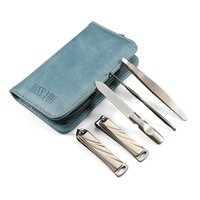 Kit de manucure et pédicure professionnel 5 en 1, luxueux, en acier inoxydable, outil de soin des ongles, coupe-ongles pour doigts et orteils, ensemble en cuir PU