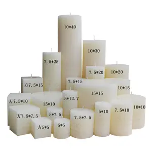 Fabricante de velas Bougie Decorativo blanco Vela grande Cera de oración Velas de Pilar Alto