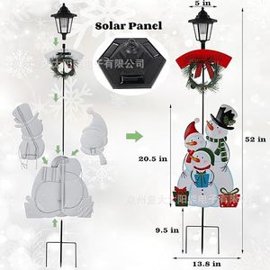 Lumière solaire de Noël en forme de bonhomme de neige avec panneau de bienvenue, décoration extérieure, lampe LED étanche - Product Image 5