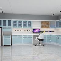 Armoire latérale personnalisable en acier inoxydable pour clinique dentaire et hôpital, avec rangement multi-niveaux et construction métallique durable