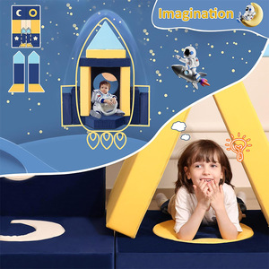 Ensemble de canapé en blocs de construction pour enfants, 10 pièces, bleu marine, meubles de jeu en mousse souple avec bords arrondis pour chambre d'enfant - Product Image 2