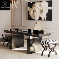 Mobilier de bureau contemporain de luxe marbre noir naturel fait bureaux pour la maison bureaux d'ordinateur bureaux d'écriture