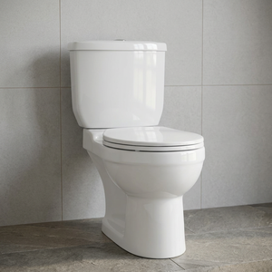 โถสุขภัณฑ์เซรามิกแบบสองชิ้น ชนิดตั้งพื้น ระบบกดน้ำสองปุ่ม พร้อมฝารองนั่งแบบปิดนุ่มนวล - Product Image 1