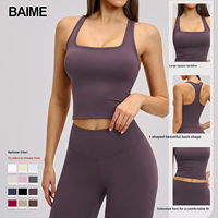 Débardeur de sport en Spandex/Nylon brossé pour femme, ajusté, séchage rapide, décontracté, pour la course, le fitness et le yoga 8819