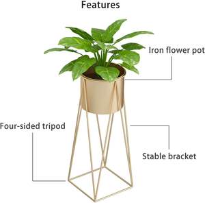 Support à fleurs géométrique en fer forgé doré, haut, pour plantes d'intérieur et d'extérieur, décoration et présentation, idéal pour mariage - Product Image 4