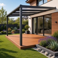 Cubierta de Terraza de Aluminio, Independiente o Montada en la Pared, con Techo de Vidrio Resistente