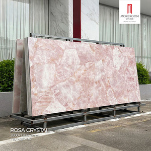 Losa de Porcelana <span class=keywords><strong>Rosa</strong></span> Cristal de 2800x1200mm para Pared y Suelo, Acabado Brillante Pulido, Piedra Sinterizada de Ónix <span class=keywords><strong>Rosa</strong></span> Vitrificado para Villa - Product Image 1