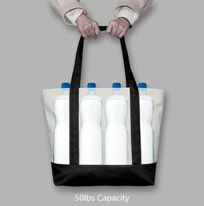 Sac fourre-tout en coton réutilisable extra large personnalisé avec logo brodé et poignée en corde, sac de shopping en toile personnalisé - Product Image 4