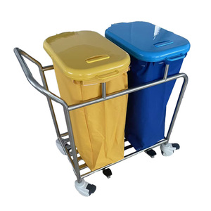 Carrito de Limpieza con Doble Cubo, Estructura de Acero Inoxidable, 4 Ruedas con Freno, Bolsas de Basura de Tela Oxford, Uso en Interiores - Product Image 4