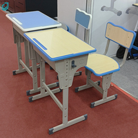 Bureau et chaise d'étudiant réglables en hauteur, en acier durable et moderne, pour salle de classe scolaire