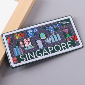 Imán de Refrigerador Promocional de Aleación de Aluminio Metálico con Diseño Personalizado de Ciudad o País, Impresión Digital Ecológica, Adhesivo Magnético - Product Image 1